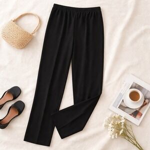 Susan Graver Essentials Black Straight Leg Easy Pull On Pants Sz L Closet Basic